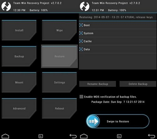 Откат прошивки через приложение TWRP Использование приложения TWRP для отката прошивки